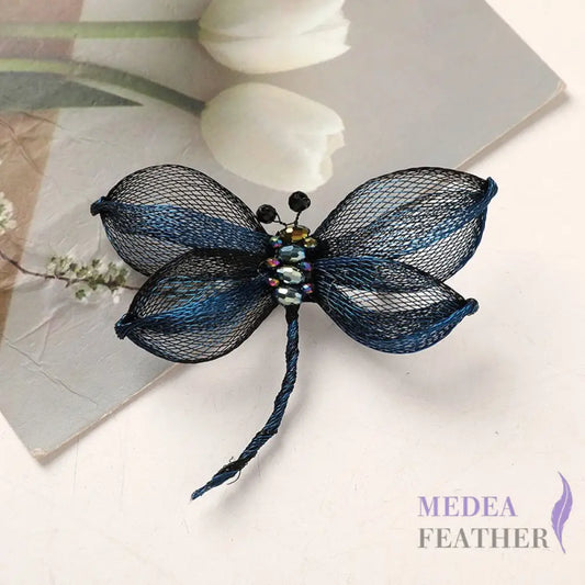 Copper Wire Bead Flower Dragonfly BF06 Blue
