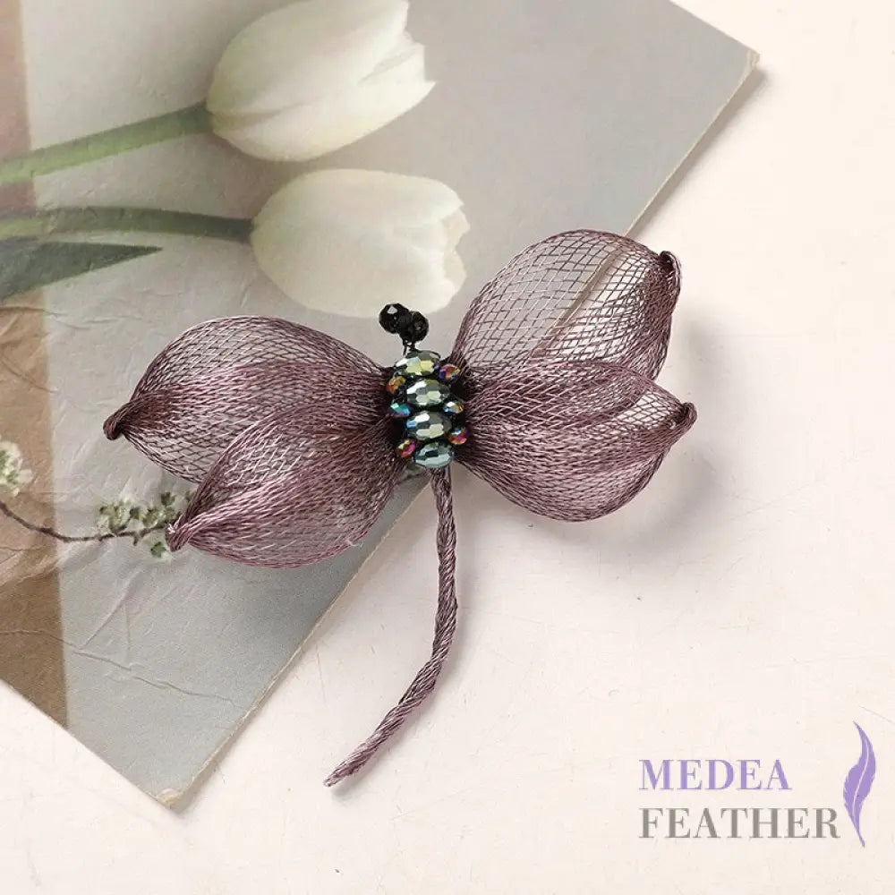 Copper Wire Bead Flower Dragonfly BF06 Purple