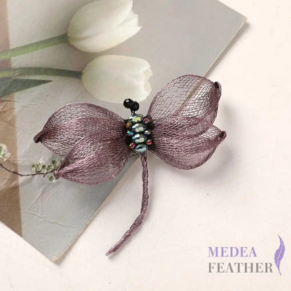 Copper Wire Bead Flower Dragonfly BF06 Purple