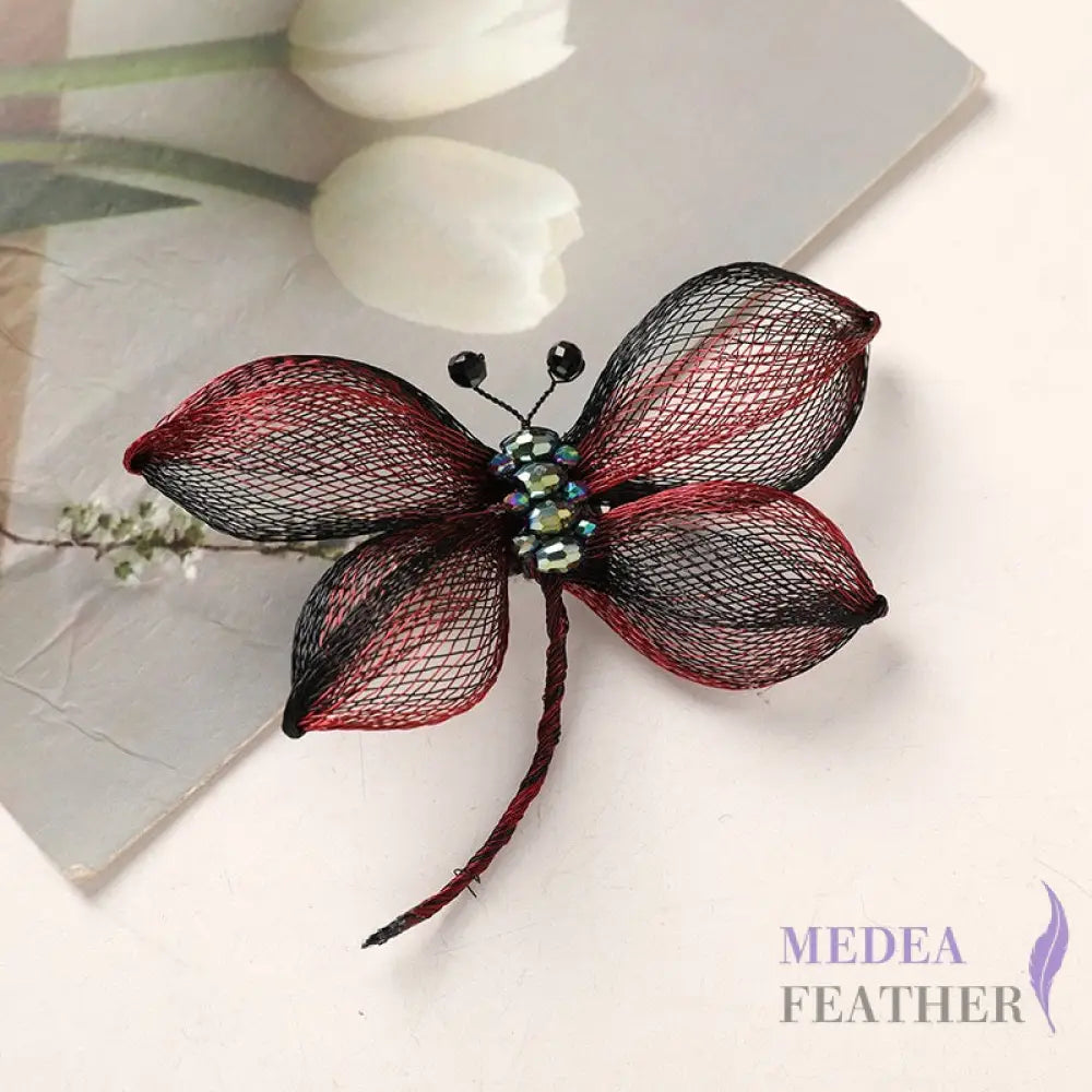 Copper Wire Bead Flower Dragonfly BF06 Red + Black