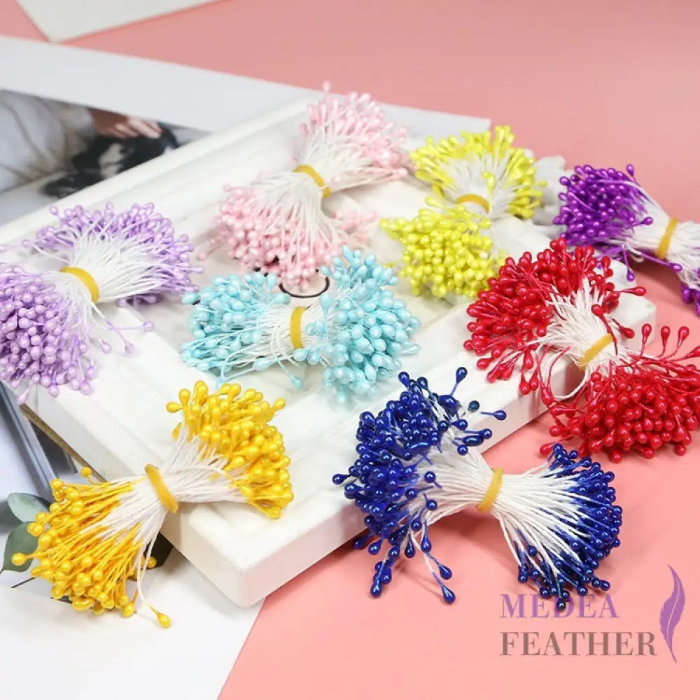 Cotton Flower Stamen with Plastic Head for Handcraft 1 set=19 colours