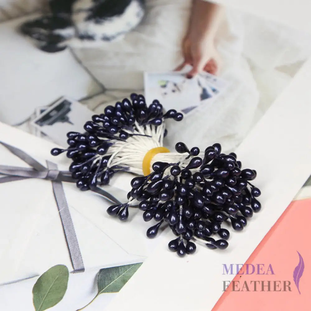 Cotton Flower Stamen with Plastic Head for Handcraft Navy