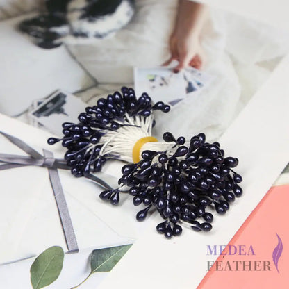 Cotton Flower Stamen with Plastic Head for Handcraft Navy
