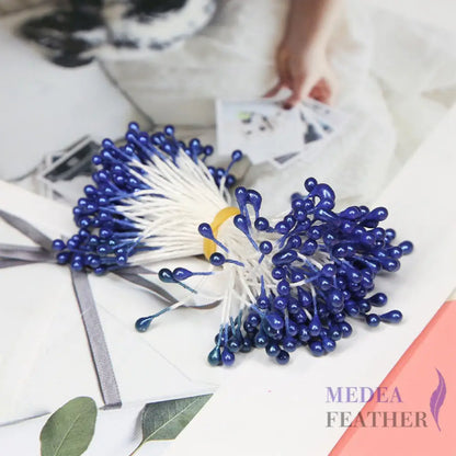 Cotton Flower Stamen with Plastic Head for Handcraft Royal blue