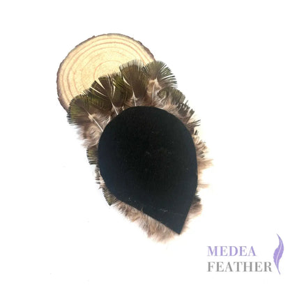 Country Style Natural Green Gold Iridescent Peacock Feather Pad FP03