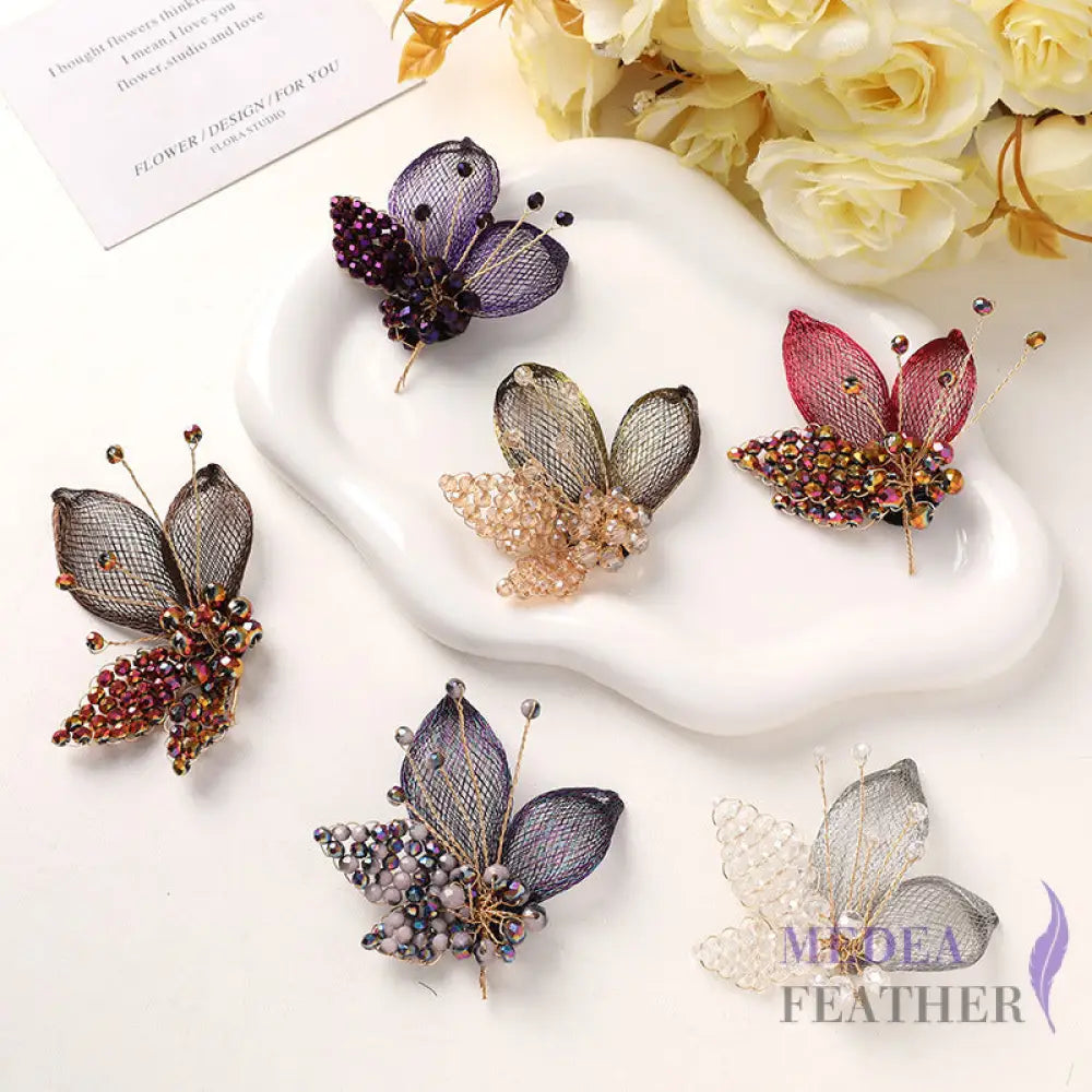 Crystal Beaded Copper Wire Butterfly-BF15