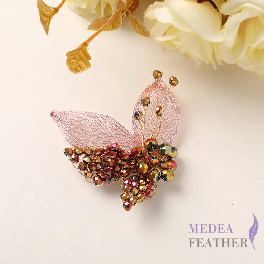 Crystal Beaded Copper Wire Butterfly-BF15 - Tow tone gradient black
