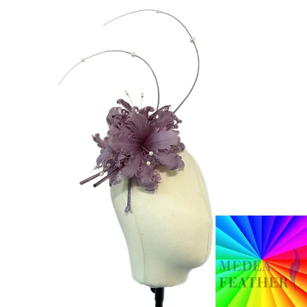 Curled Feather and Quill Bead Design Feather Mount Custom - Please add text below / Single Feather Mount
