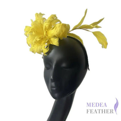 Curled Flower Leaves Feather Mount DS20250902 #58 yellow