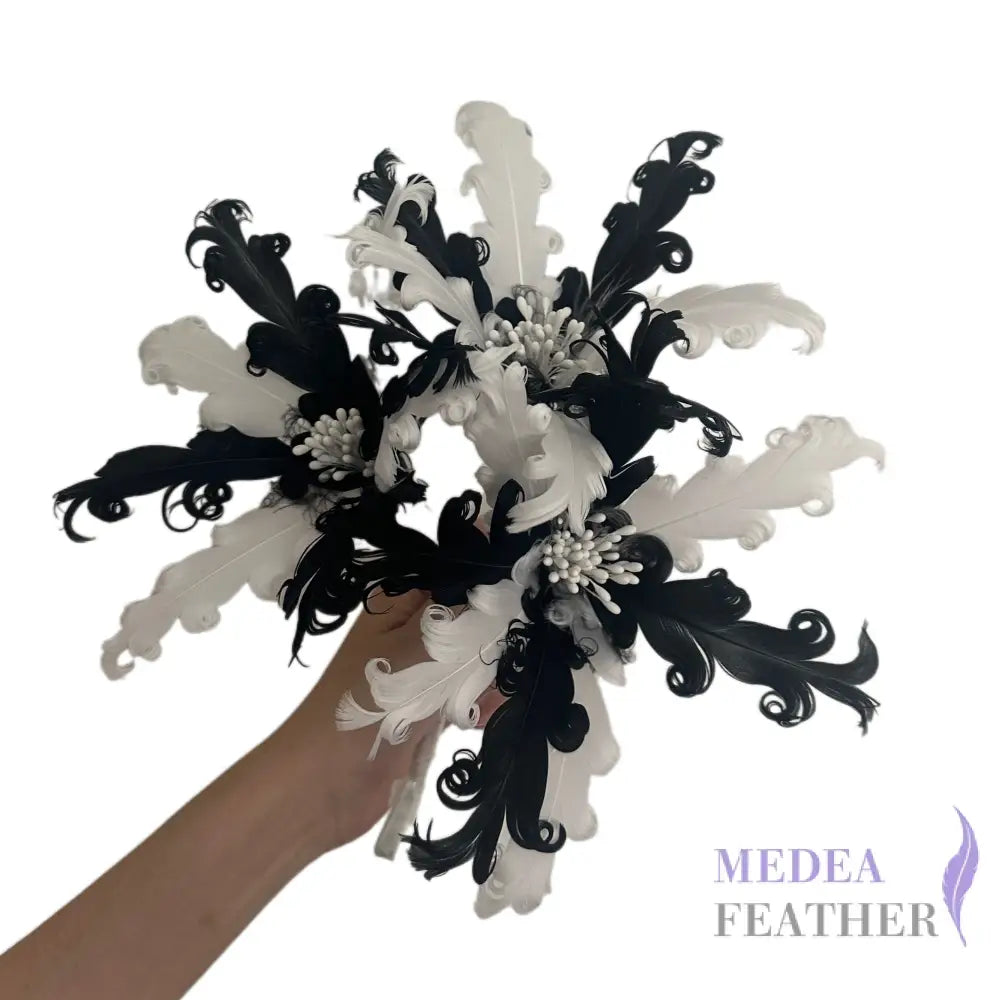 Curled Goose Feather Flower DS26081201 - #02 white & #03 black