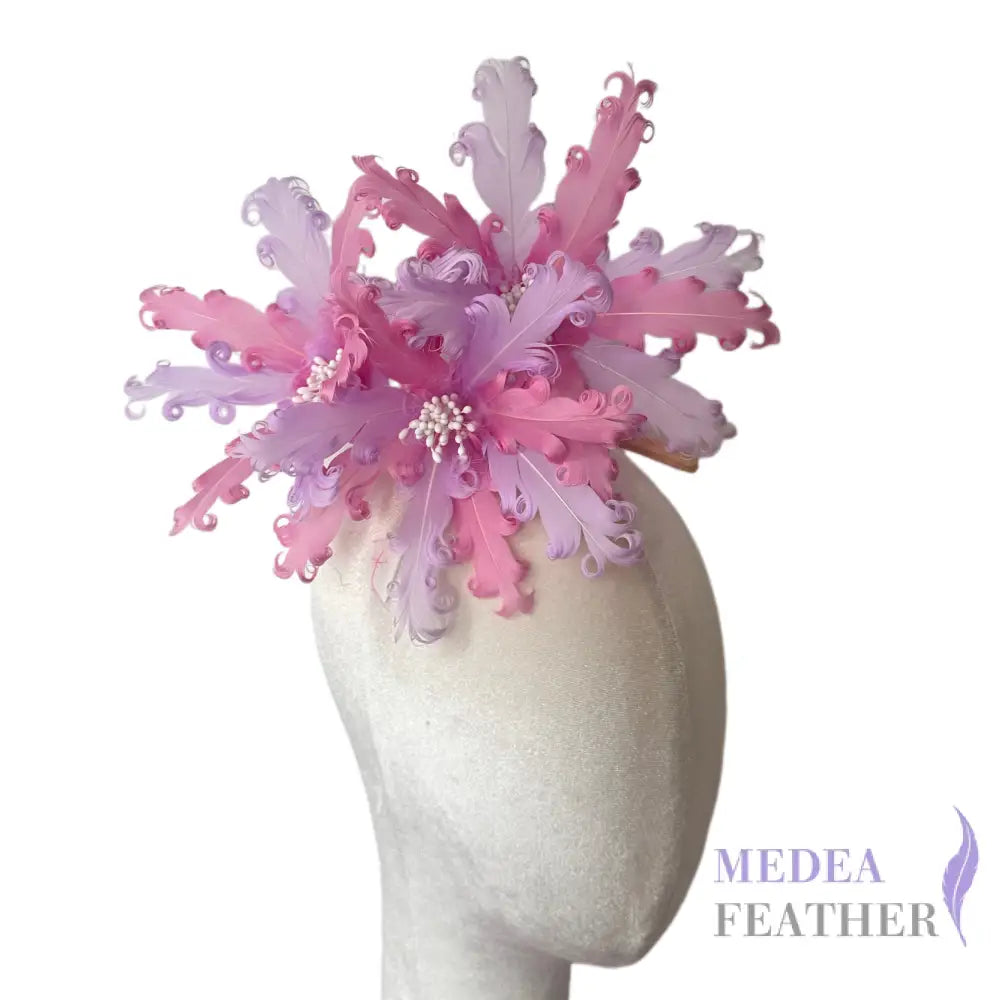 Curled Goose Feather Flower DS26081201 - #94 begonia pink & #53 lilac