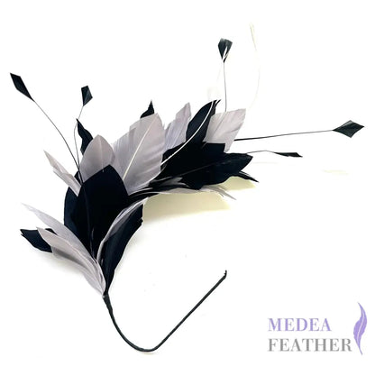 Diamond Coque & Goose Feather Flower Mount FM082 03 Black & 13 Silver gray