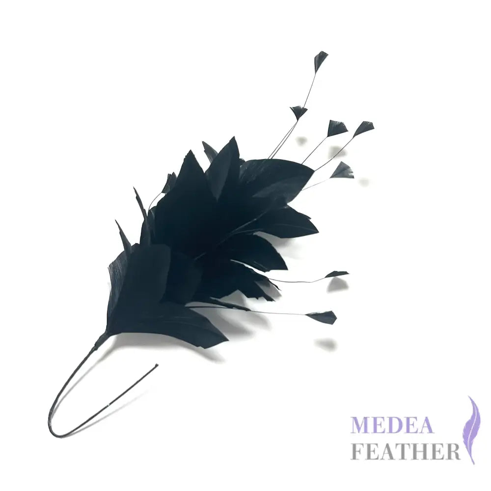Stripped Diamond Coque & Goose Feather Wired Flower Mount Black