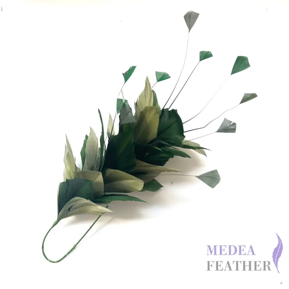 Stripped Diamond Coque & Goose Feather Wired Flower Mount 68 Calliste green & 69 Army Green