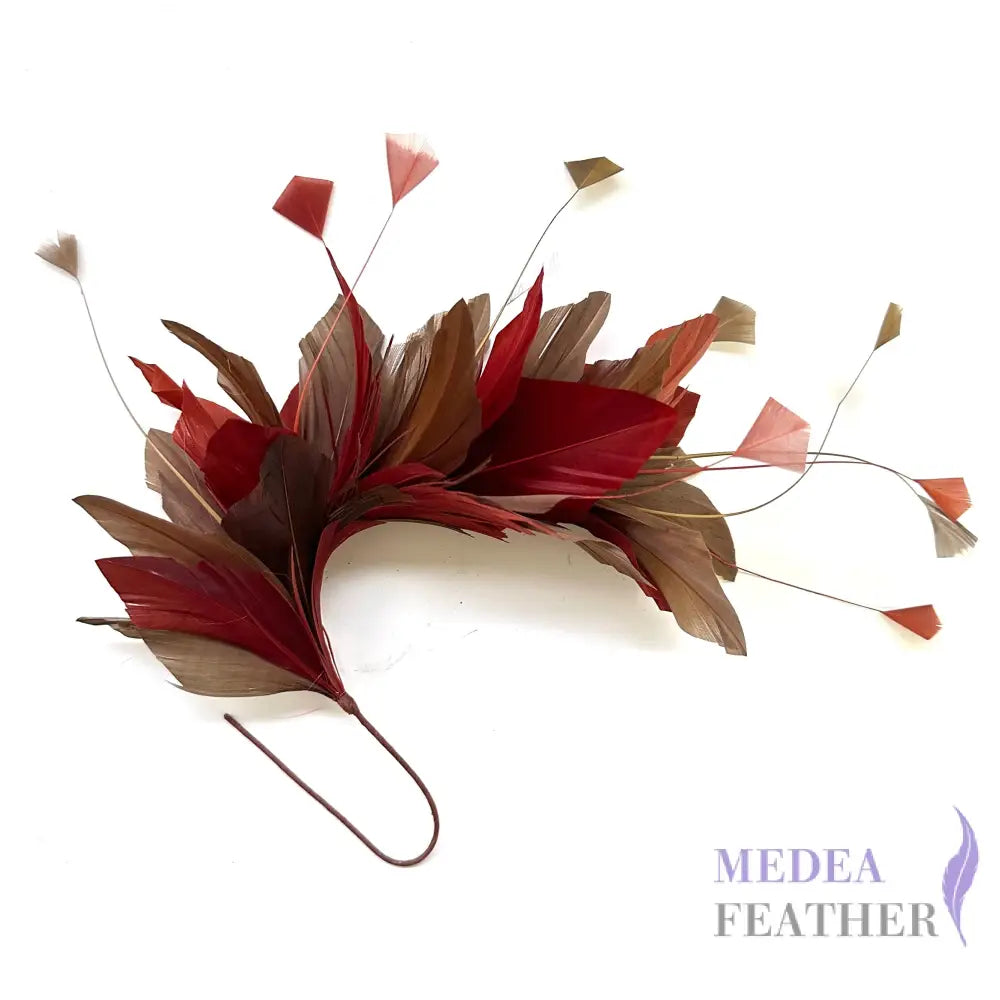 Diamond Coque & Goose Feather Flower Mount FM082 38 Wood brown & 98 Olivenite