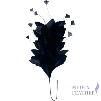 Stripped Diamond Coque & Goose Feather Wired Flower Mount Navy