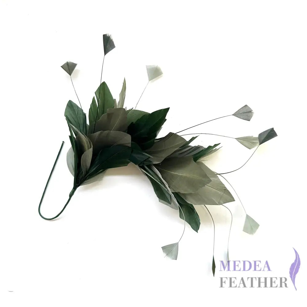 Diamond Coque & Goose Feather Flower Mount FM082 69 Garden green & 17 Deep lichen green