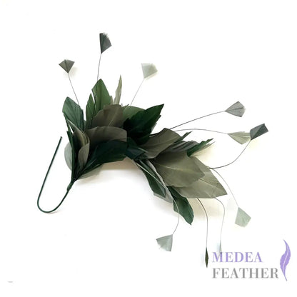 Diamond Coque & Goose Feather Flower Mount FM082 69 Garden green & 17 Deep lichen green