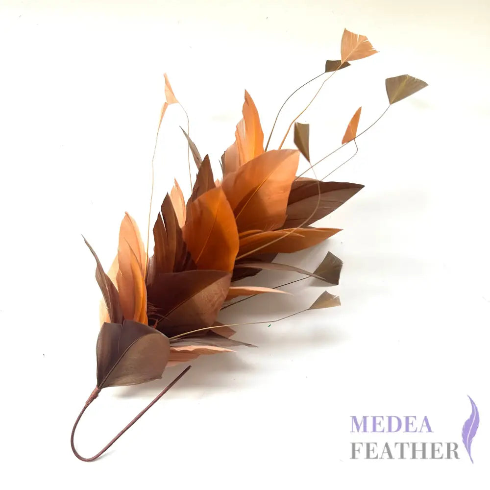 Stripped Diamond Coque & Goose Feather Wired Flower Mount 90 sandstone & 98 Olivenite