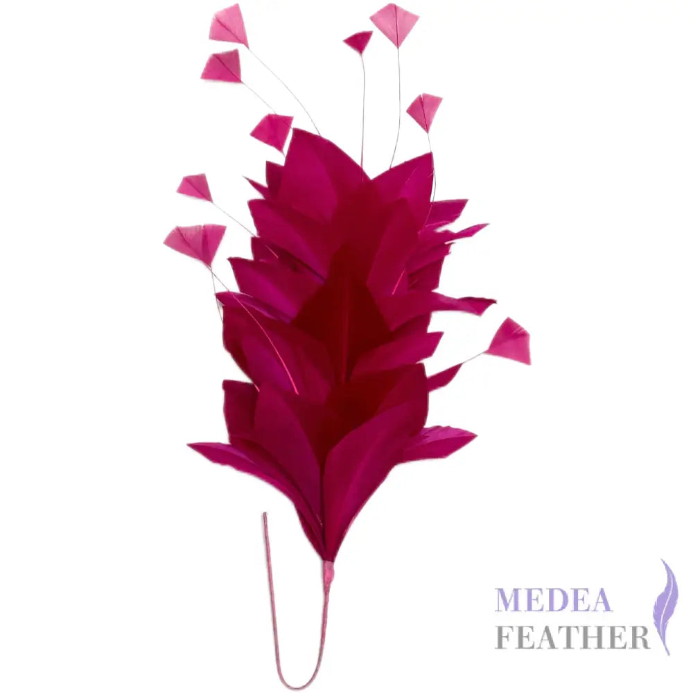 Stripped Diamond Coque & Goose Feather Wired Flower Mount Cerise