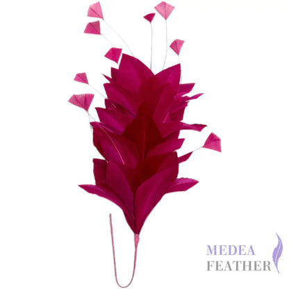 Stripped Diamond Coque & Goose Feather Wired Flower Mount Cerise