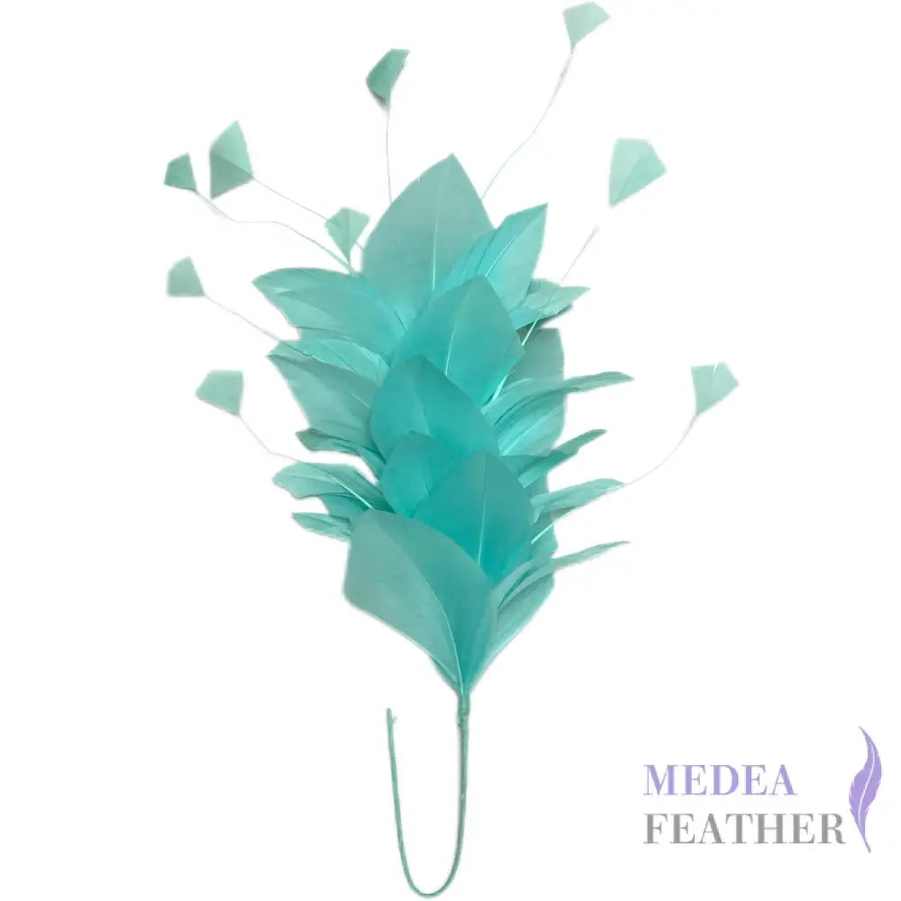 Stripped Diamond Coque & Goose Feather Wired Flower Mount Mint Green