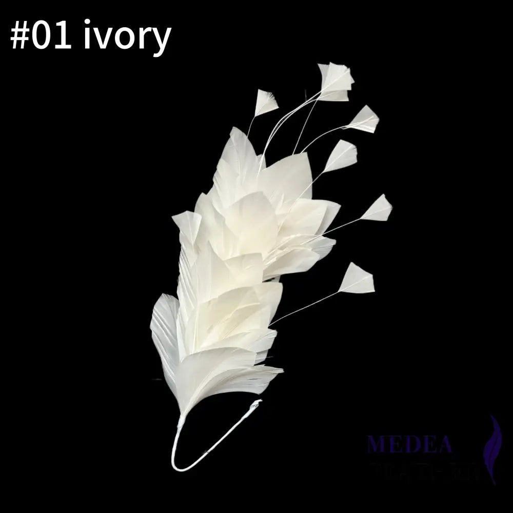 Diamond Coque & Goose Feather Mount for Millinery & Fascinator Making - FM082 - #01 Ivory