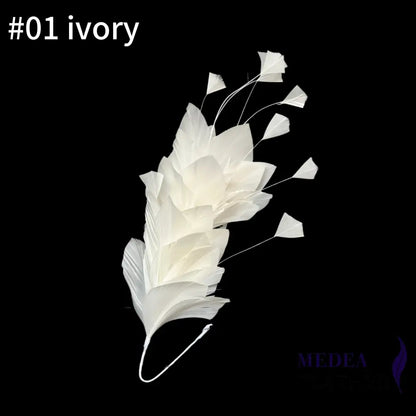 Diamond Coque & Goose Feather Mount for Millinery & Fascinator Making - FM082 - #01 Ivory