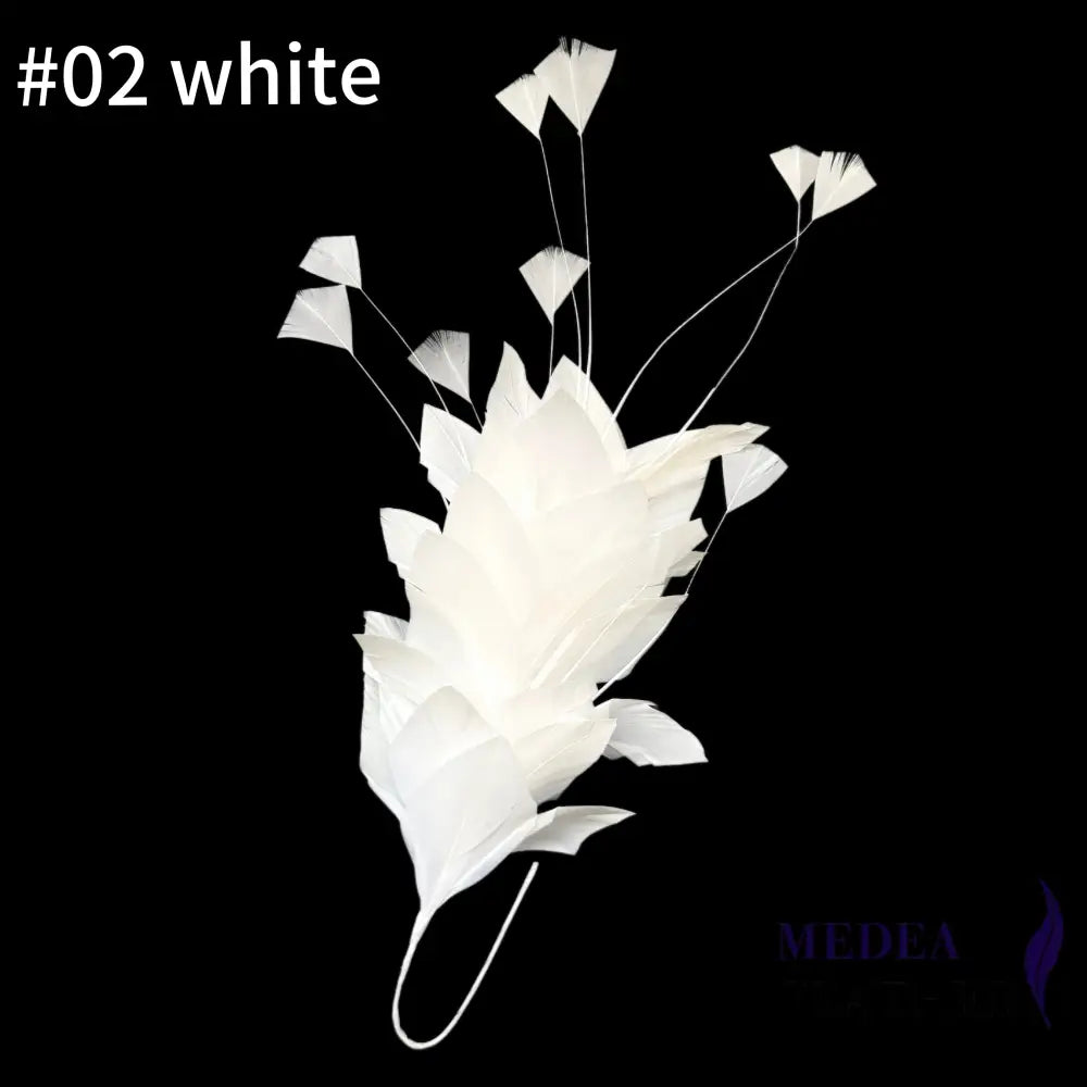 Diamond Coque & Goose Feather Mount for Millinery & Fascinator Making - FM082 - #02 White