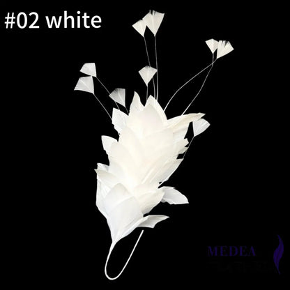 Diamond Coque & Goose Feather Mount for Millinery & Fascinator Making - FM082 - #02 White
