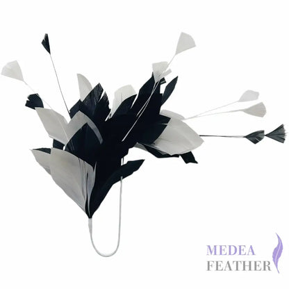 Diamond Coque & Goose Feather Mount for Millinery & Fascinator Making - FM082 - #02white & #03 black