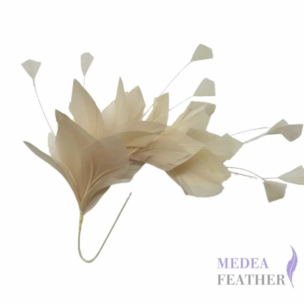 Diamond Coque & Goose Feather Mount for Millinery & Fascinator Making - FM082 - #04cream