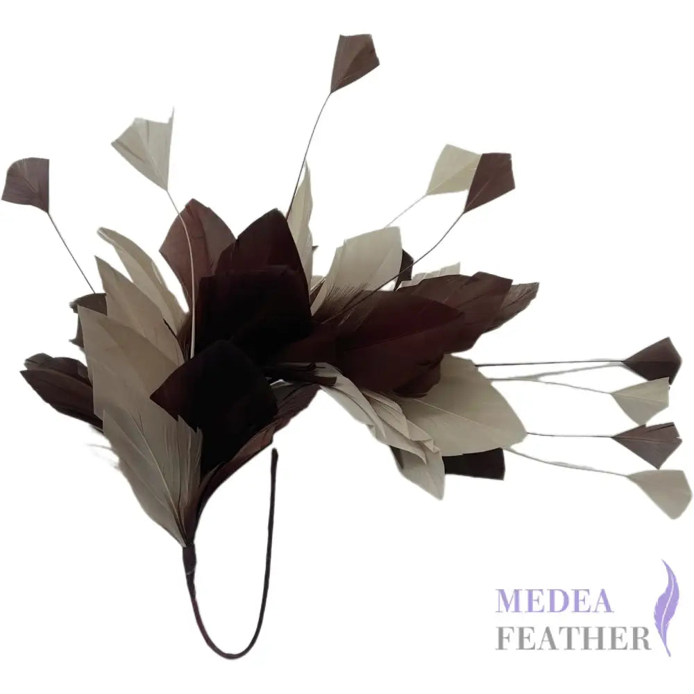 Diamond Coque & Goose Feather Mount for Millinery & Fascinator Making - FM082 - #05beige & #06 brunette