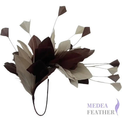 Diamond Coque & Goose Feather Mount for Millinery & Fascinator Making - FM082 - #05beige & #06 brunette