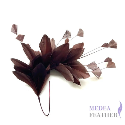 Diamond Coque & Goose Feather Mount for Millinery & Fascinator Making - FM082 - #06brunette