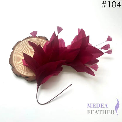 Diamond Coque & Goose Feather Mount for Millinery & Fascinator Making - FM082 - #104 red plum