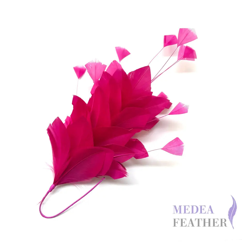 Diamond Coque & Goose Feather Mount for Millinery & Fascinator Making - FM082 - #20 barbie pink