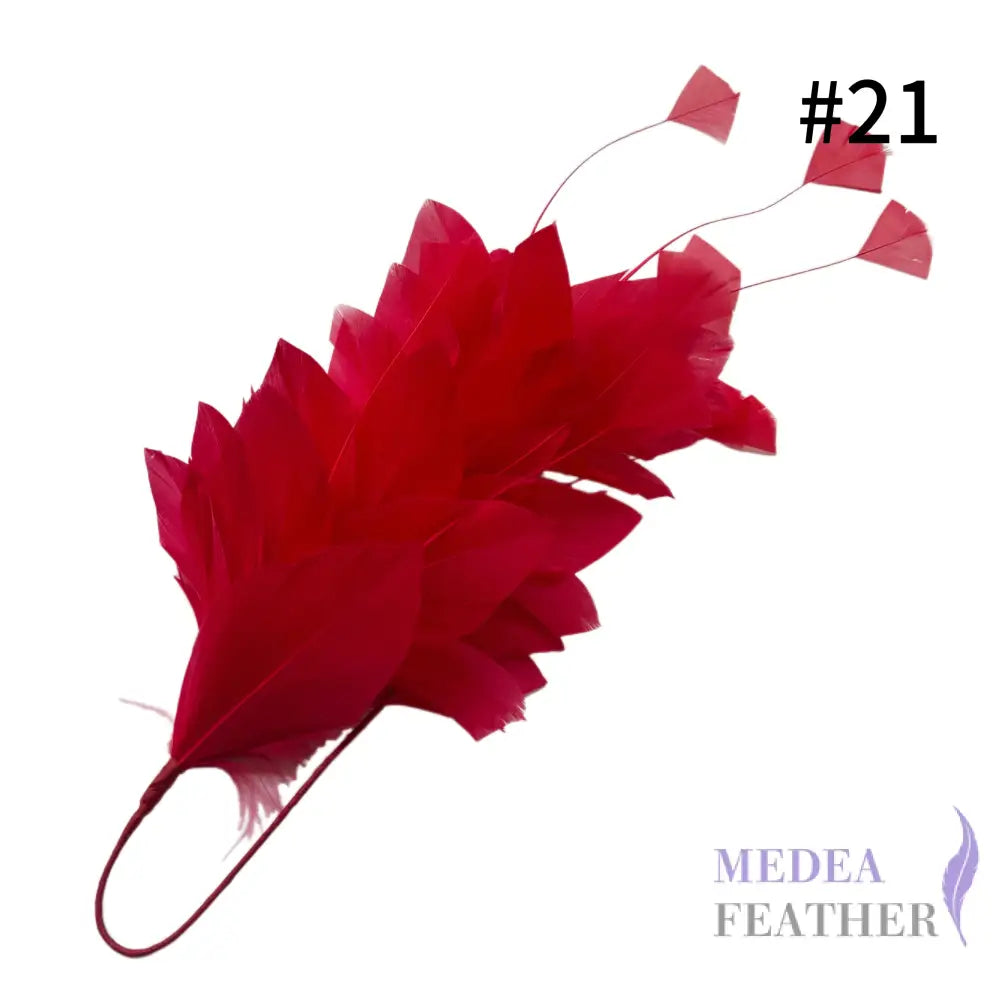 Diamond Coque & Goose Feather Mount for Millinery & Fascinator Making - FM082 - #21 raspberry