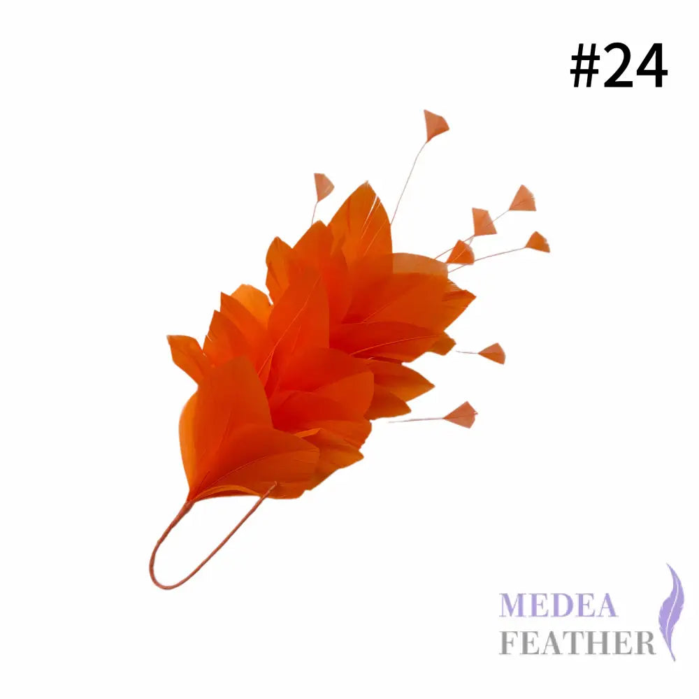 Diamond Coque & Goose Feather Mount for Millinery & Fascinator Making - FM082 - #24 carrot