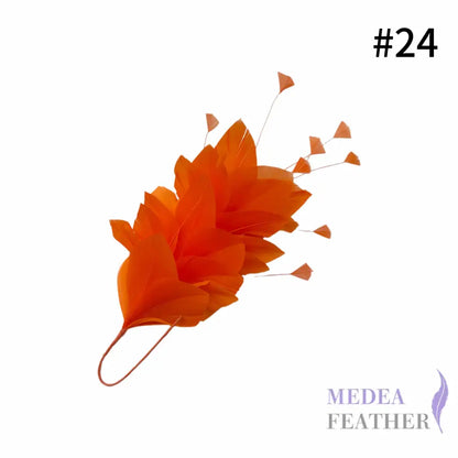 Diamond Coque & Goose Feather Mount for Millinery & Fascinator Making - FM082 - #24 carrot