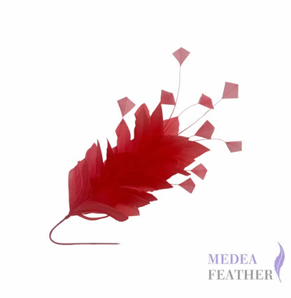 Diamond Coque & Goose Feather Mount for Millinery & Fascinator Making - FM082 - #29 rouge red