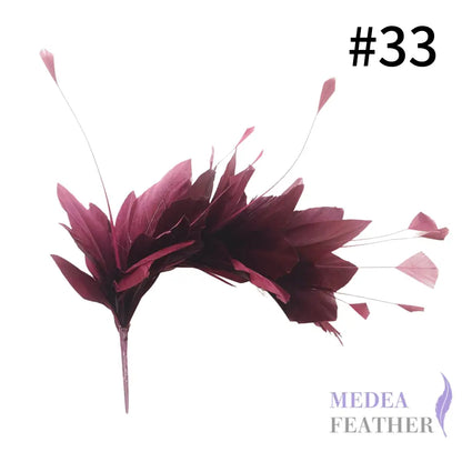 Diamond Coque & Goose Feather Mount for Millinery & Fascinator Making - FM082 - #33 dark burgundy