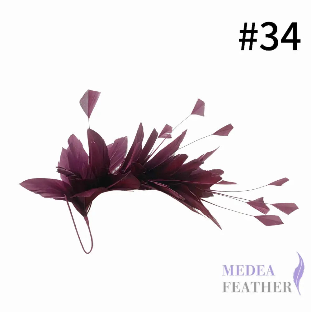 Diamond Coque & Goose Feather Mount for Millinery & Fascinator Making - FM082 - #34 purple potion