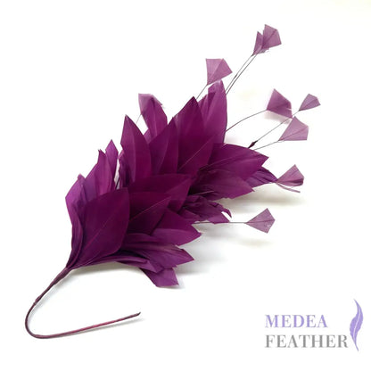 Diamond Coque & Goose Feather Mount for Millinery & Fascinator Making - FM082 - #62 amethyst