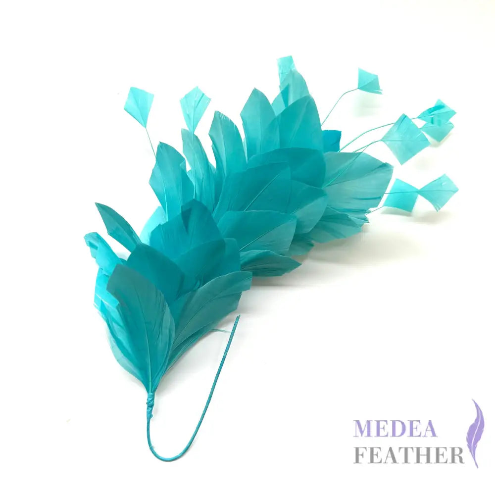 Diamond Coque & Goose Feather Mount for Millinery & Fascinator Making - FM082 - #75 light turquoise