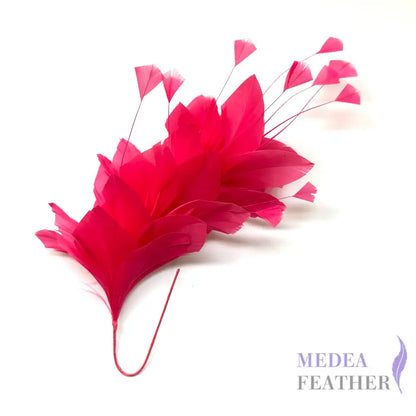 Diamond Coque & Goose Feather Mount for Millinery & Fascinator Making - FM082 - #92 hot pink