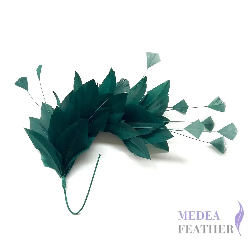 Diamond Coque & Goose Feather Mount for Millinery & Fascinator Making - FM082 - #96dark green