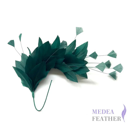 Diamond Coque & Goose Feather Mount for Millinery & Fascinator Making - FM082 - #96dark green
