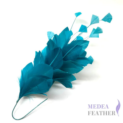 Diamond Coque & Goose Feather Mount for Millinery & Fascinator Making - FM082 - #99 peacock