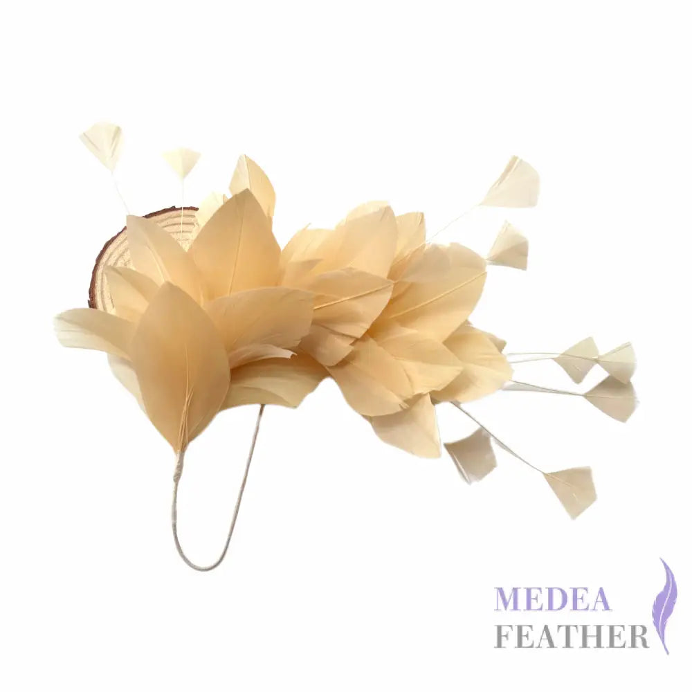 Diamond Coque & Goose Feather Mount for Millinery & Fascinator Making - FM082 - #Cork brown
